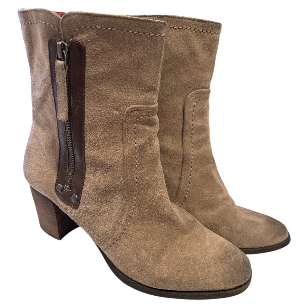 Nine West Vintage America Seastars Tan Leather Suede Ankle Boots 10 Western Boho